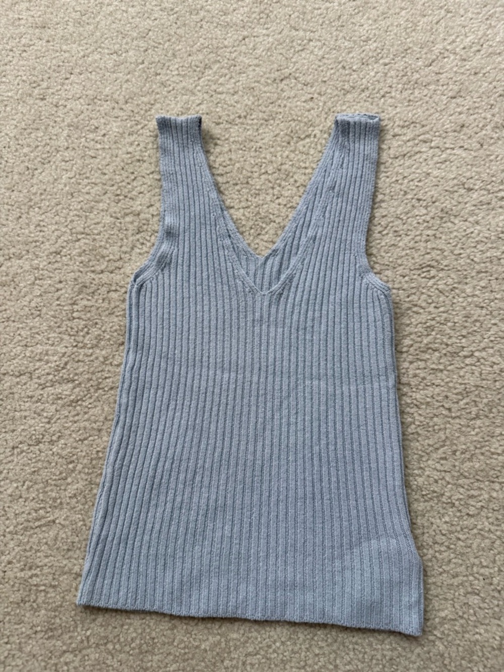 Brandy Melville Light Blue Ribbed V-Neck Tank